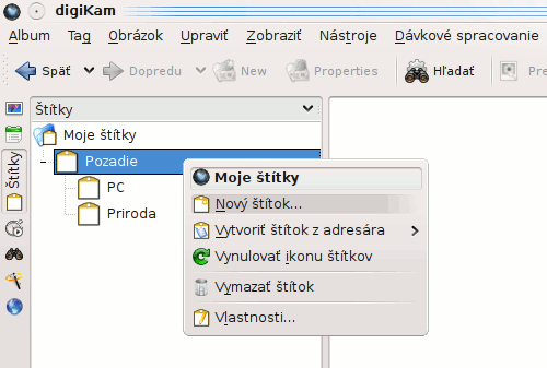 Vytvorenie nového tagu Vytvorenie nového tagu